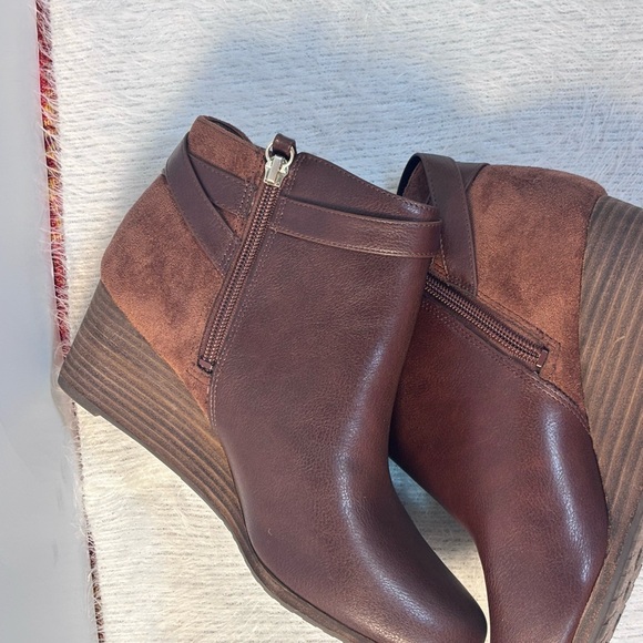 Dr. Scholl's Brown Leather Ankle Booties with Buckle - Picture 6 of 12